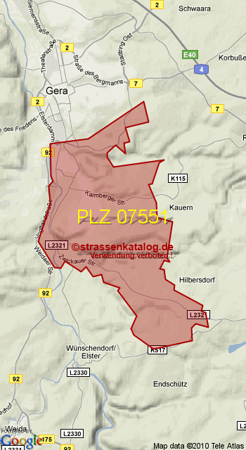 Postleitzahl 07551