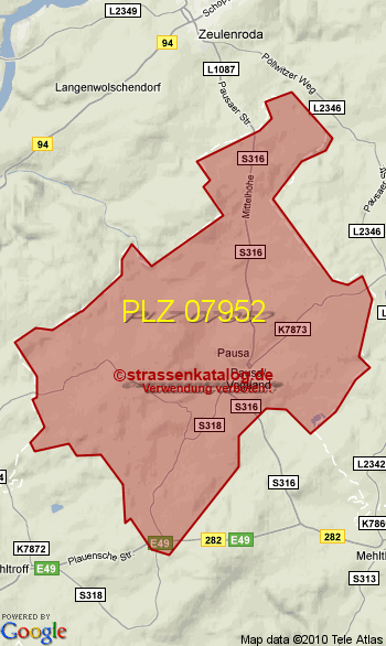 Postleitzahl 07952