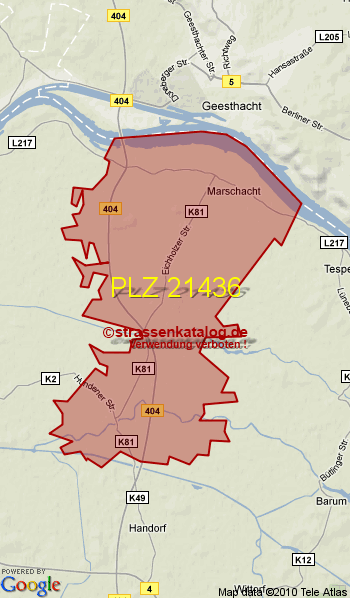 Postleitzahl 21436