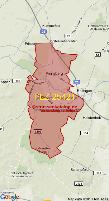 Postleitzahl 25421