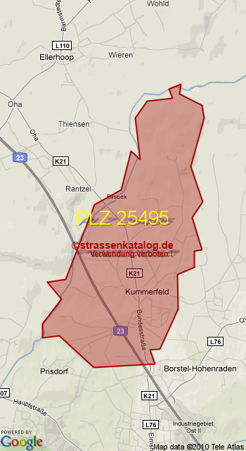 Postleitzahl 25495
