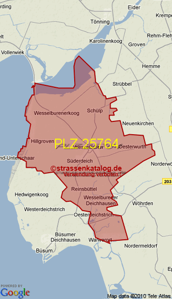 Postleitzahl 25764