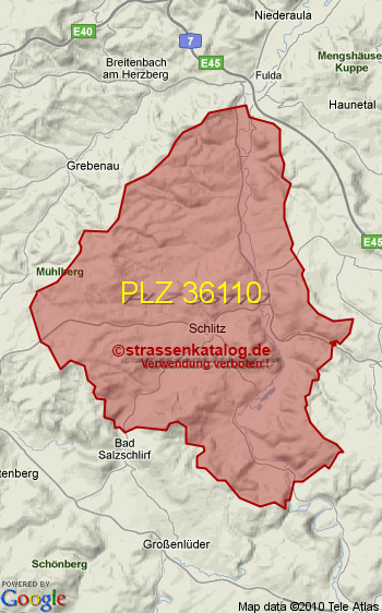 Postleitzahl 36110