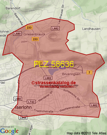 Postleitzahl 58636